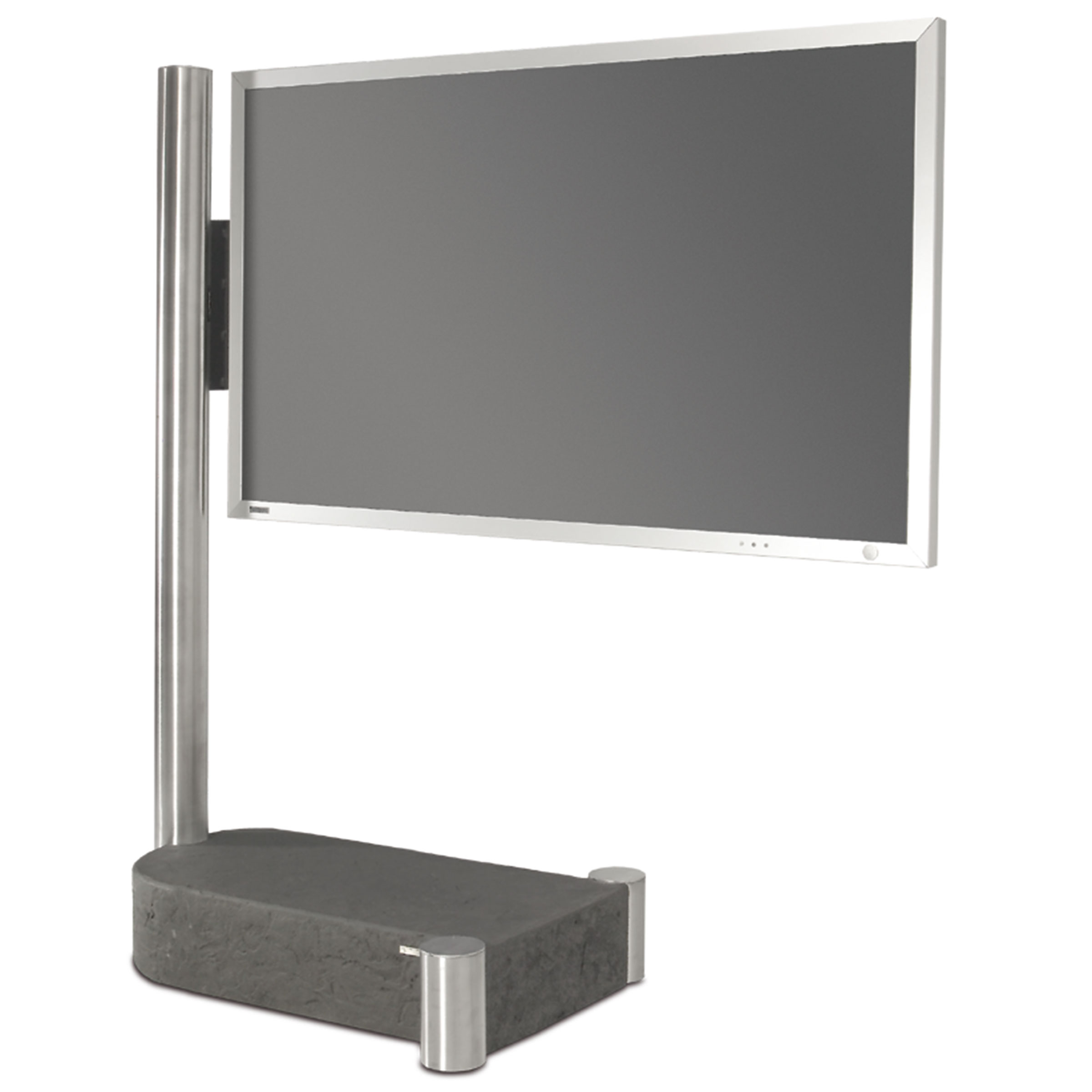 Monitor mit Ständer auf weißem Hintergrund.