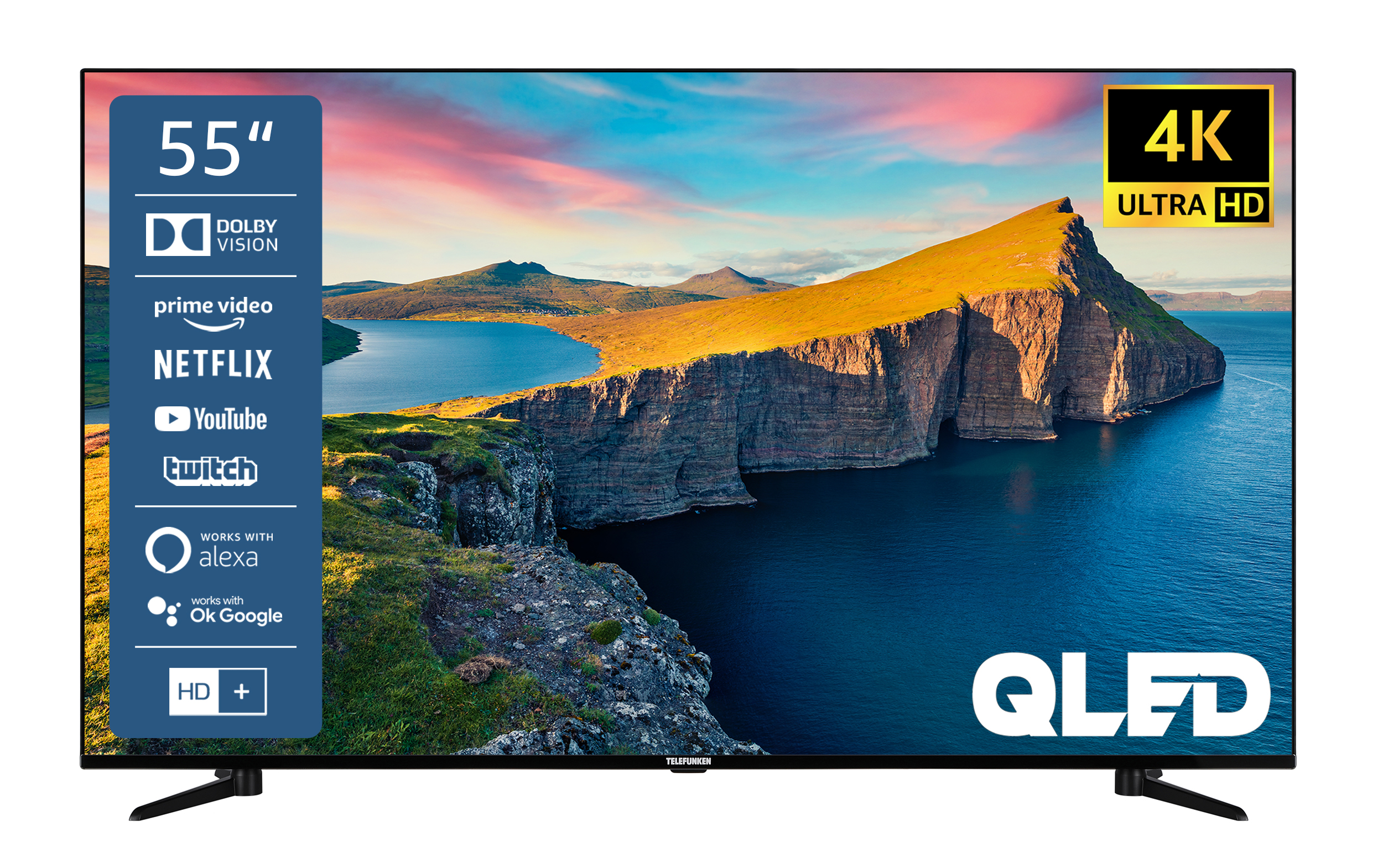 QLED QU55K800 (Flat, TV) TV 139 SMART TELEFUNKEN / cm, Zoll 4K, UHD 55