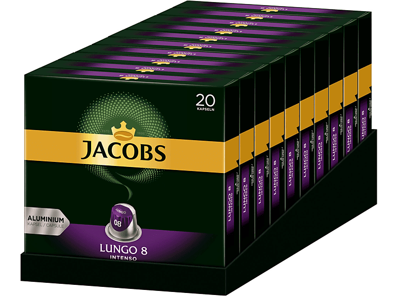 JACOBS Lungo 8 Intenso 10 x 20 Nespresso®* kompatible Kaffeekapseln