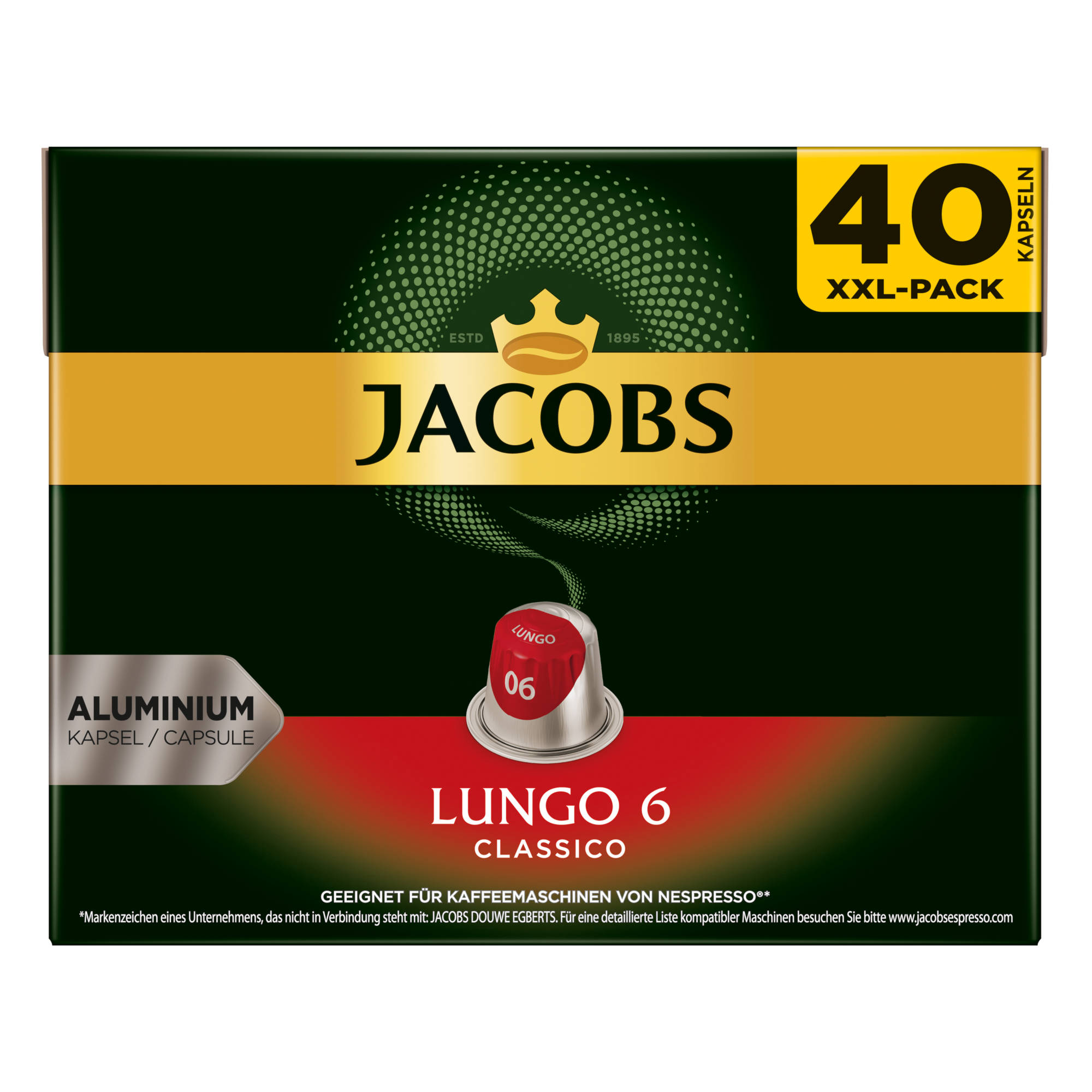Nespresso®* kompatibel JACOBS Lungo Espresso 6 + System) Kaffeekapseln (Nespresso 240 10