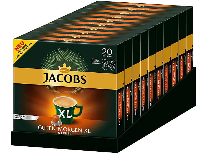 JACOBS Guten Morgen XL Intense 10 x 20 Nespresso®* kompatible Kaffeekapseln (Nespresso System) | Kapseln
