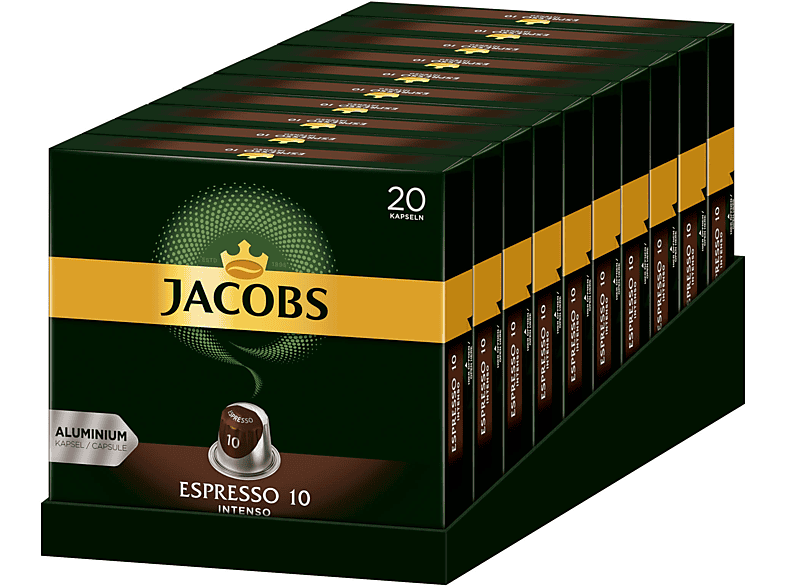 JACOBS Espresso 10 20 10 kompatible System) Intenso x Kaffeekapseln (Nespresso Nespresso®