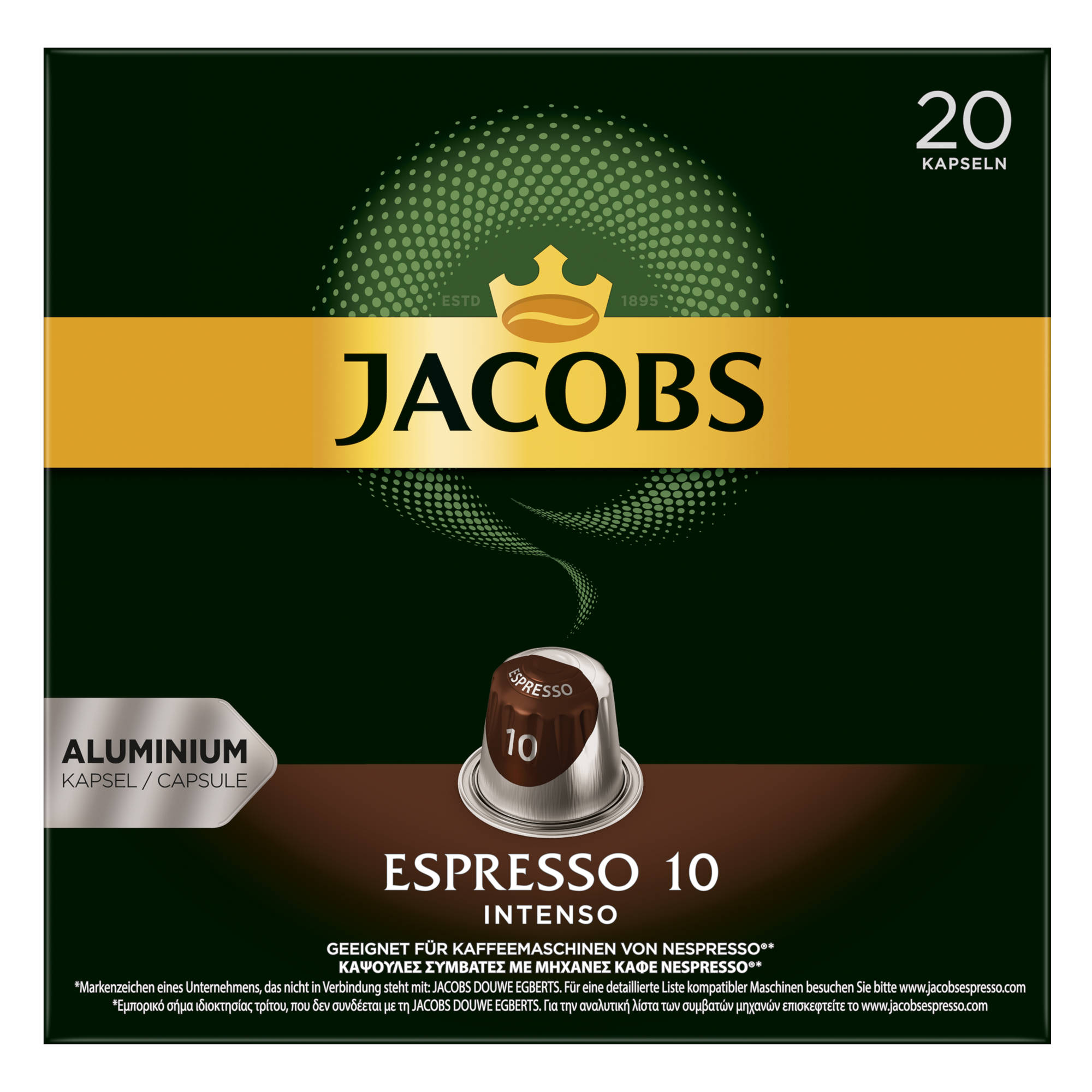 JACOBS Espresso 10 20 10 kompatible System) Intenso x Kaffeekapseln (Nespresso Nespresso®