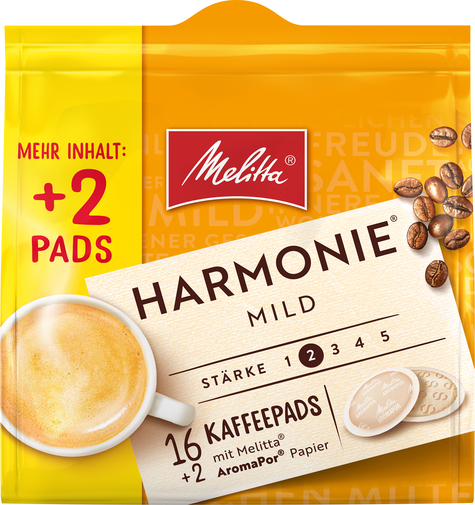 10x Mild MELITTA Harmonie 16+2 Kaffeepads Pads