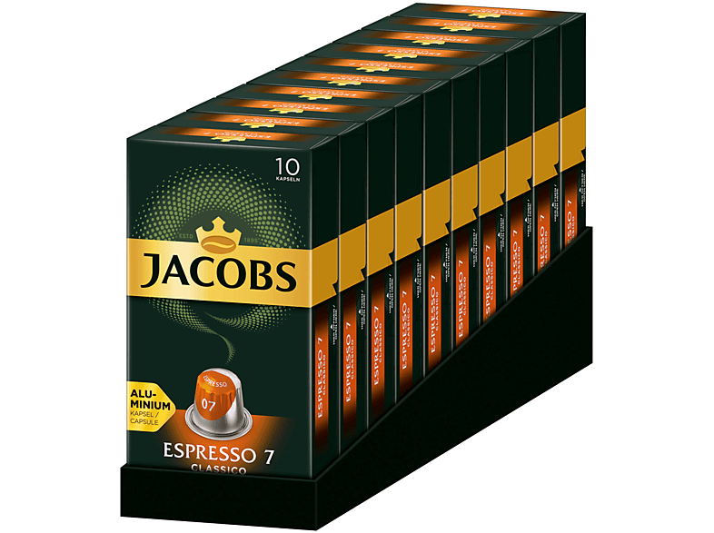 JACOBS Espresso 7 Classico 10 x 10 Nespresso®* kompatible Kaffeekapseln (Nespresso System)