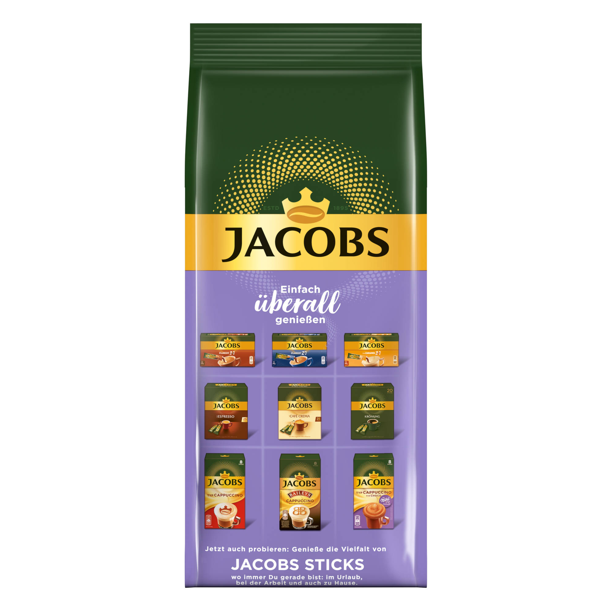 JACOBS Typ heißem 12 x Beutel Choco Instantkaffee mit g Wasser Cappuccino auflösen) Milka (In 500 Geschmack