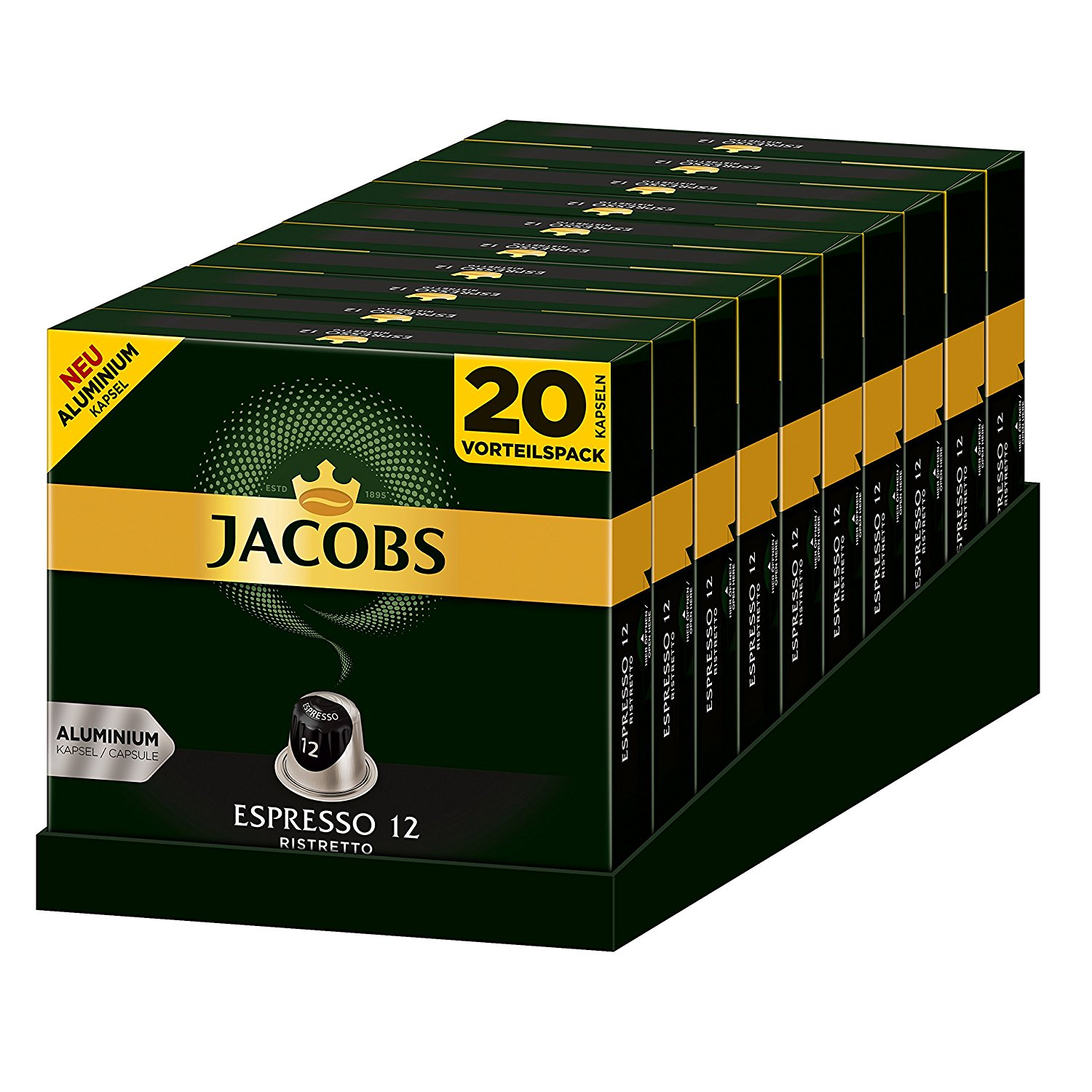 Kaffeekapseln JACOBS 10 x (Nespresso Ristretto 20 kompatible System) Espresso 12 Nespresso®*