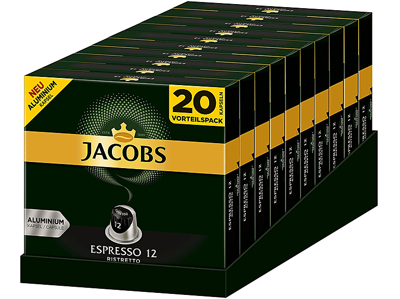 JACOBS Espresso 12 Ristretto 10 x 20 Nespresso®* kompatible Kaffeekapseln (Nespresso System)