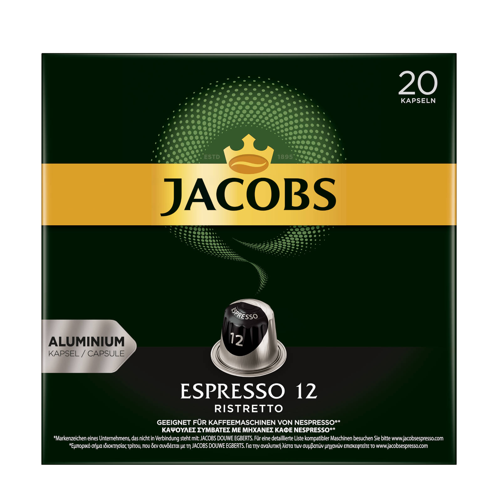 Kaffeekapseln JACOBS 10 x (Nespresso Ristretto 20 kompatible System) Espresso 12 Nespresso®*