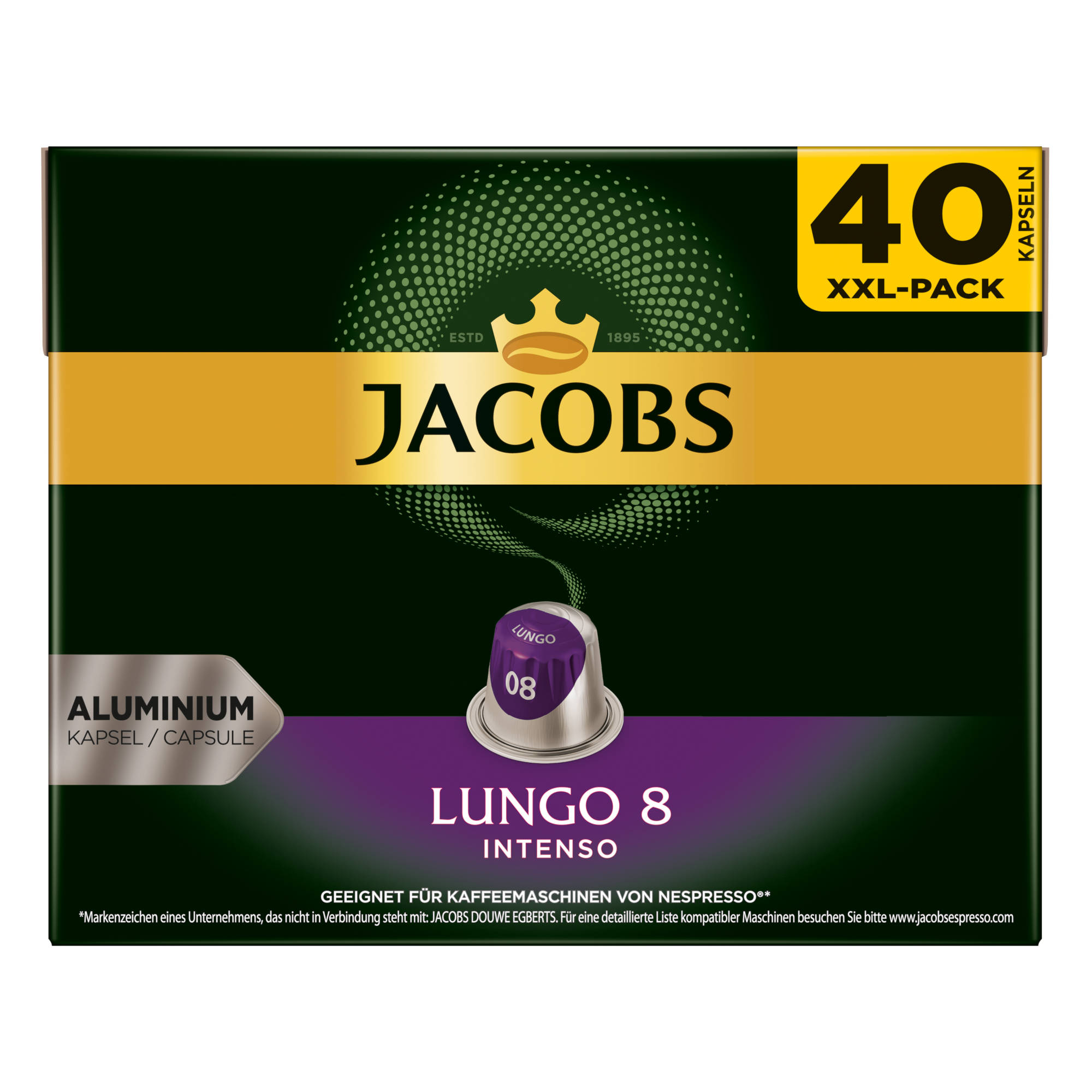 JACOBS Lungo 8 Intenso + Intenso System) (Nespresso Kaffeekapseln XXL-Packs 160 10 Nespresso®* - kompatible Espresso