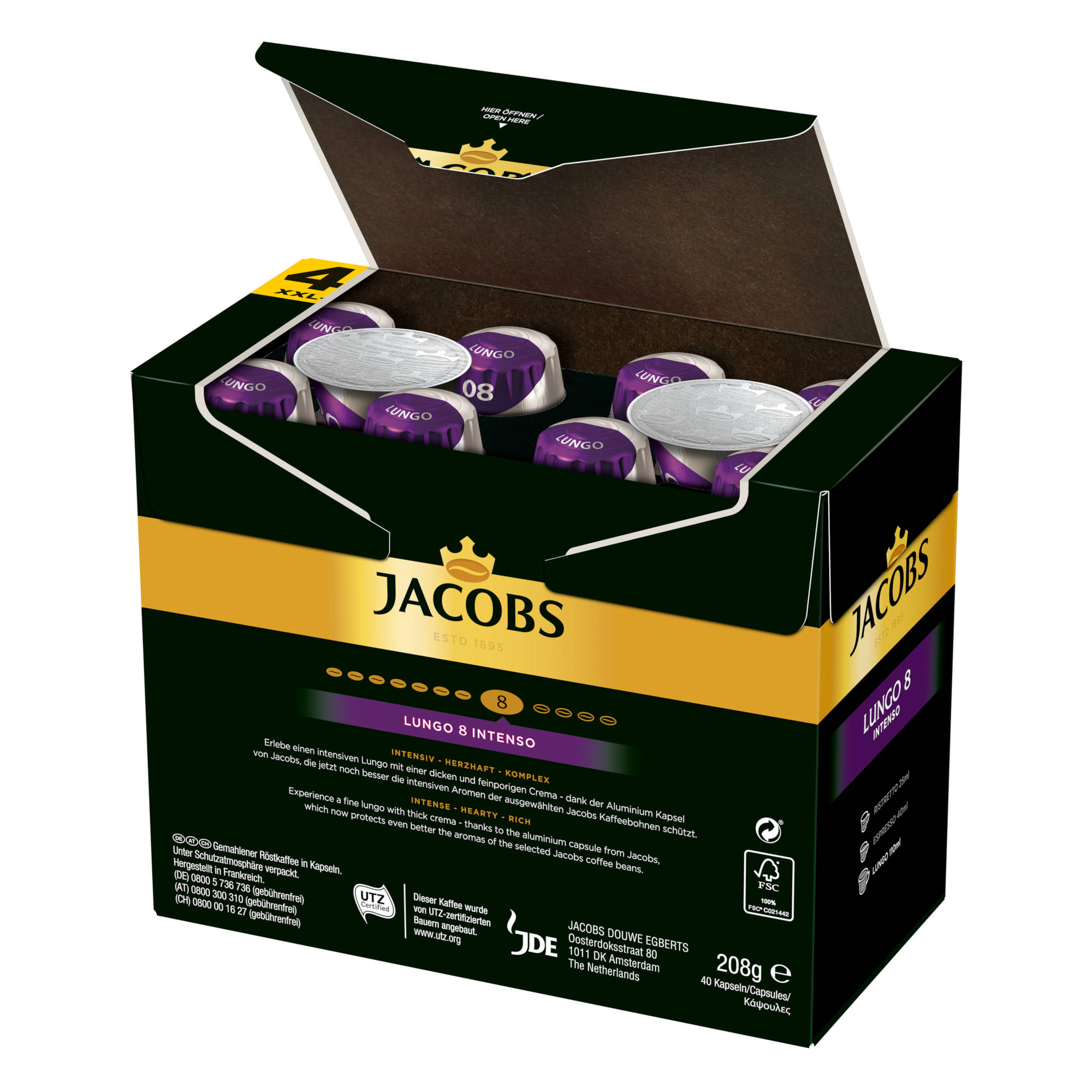 JACOBS Lungo 8 Intenso XXL-Pack x kompatible System) Kaffeekapseln 5 40 Nespresso®* (Nespresso
