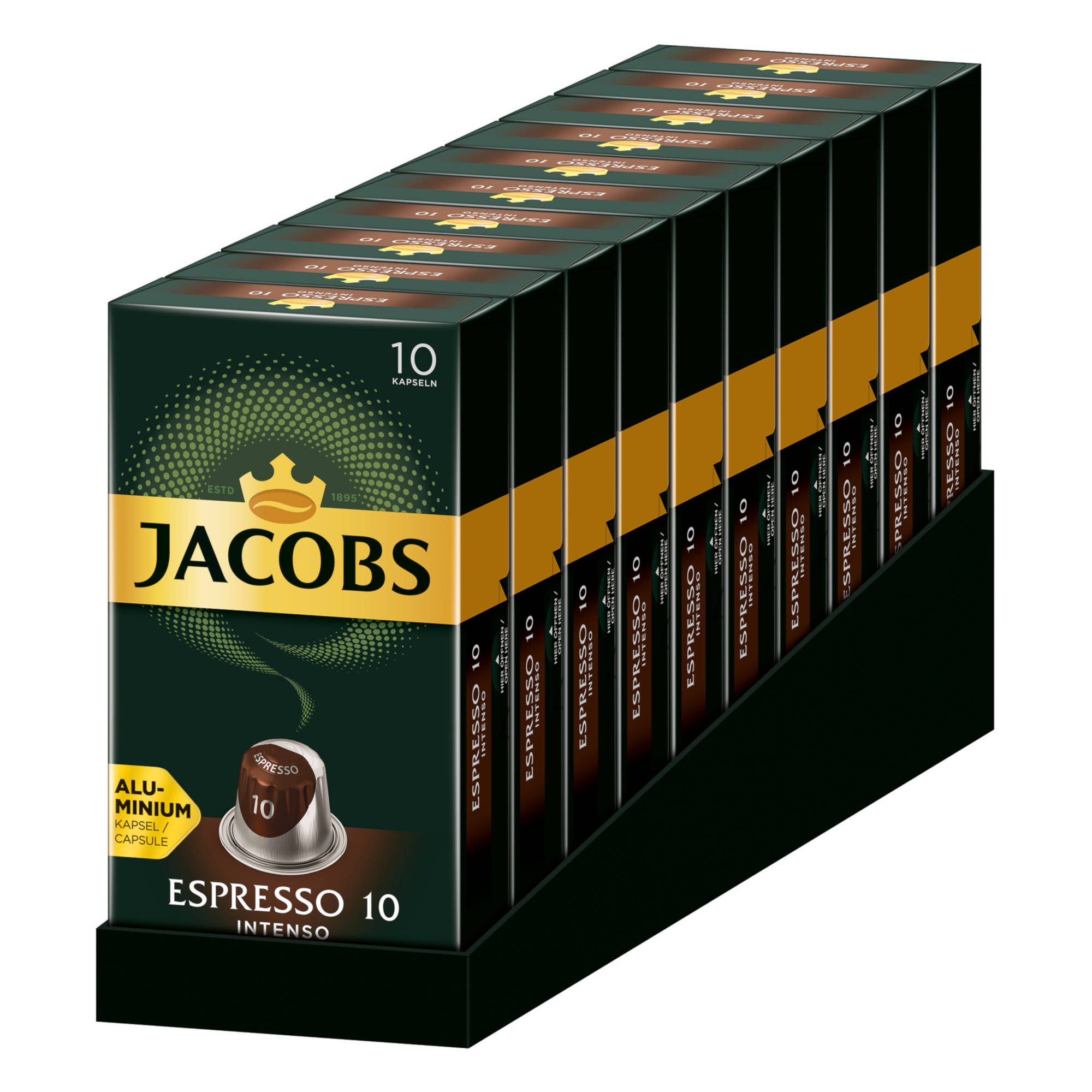 JACOBS Espresso 10 Intenso 10 System) Kaffeekapseln (Nespresso Nespresso®* 10 kompatible x