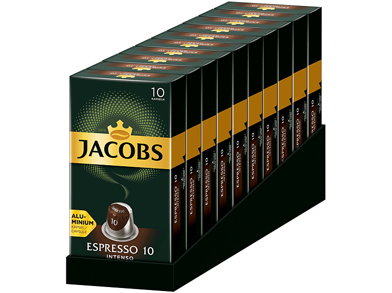JACOBS Espresso 10 Intenso 10 x 10 Nespresso®* kompatible Kaffeekapseln (Nespresso System)