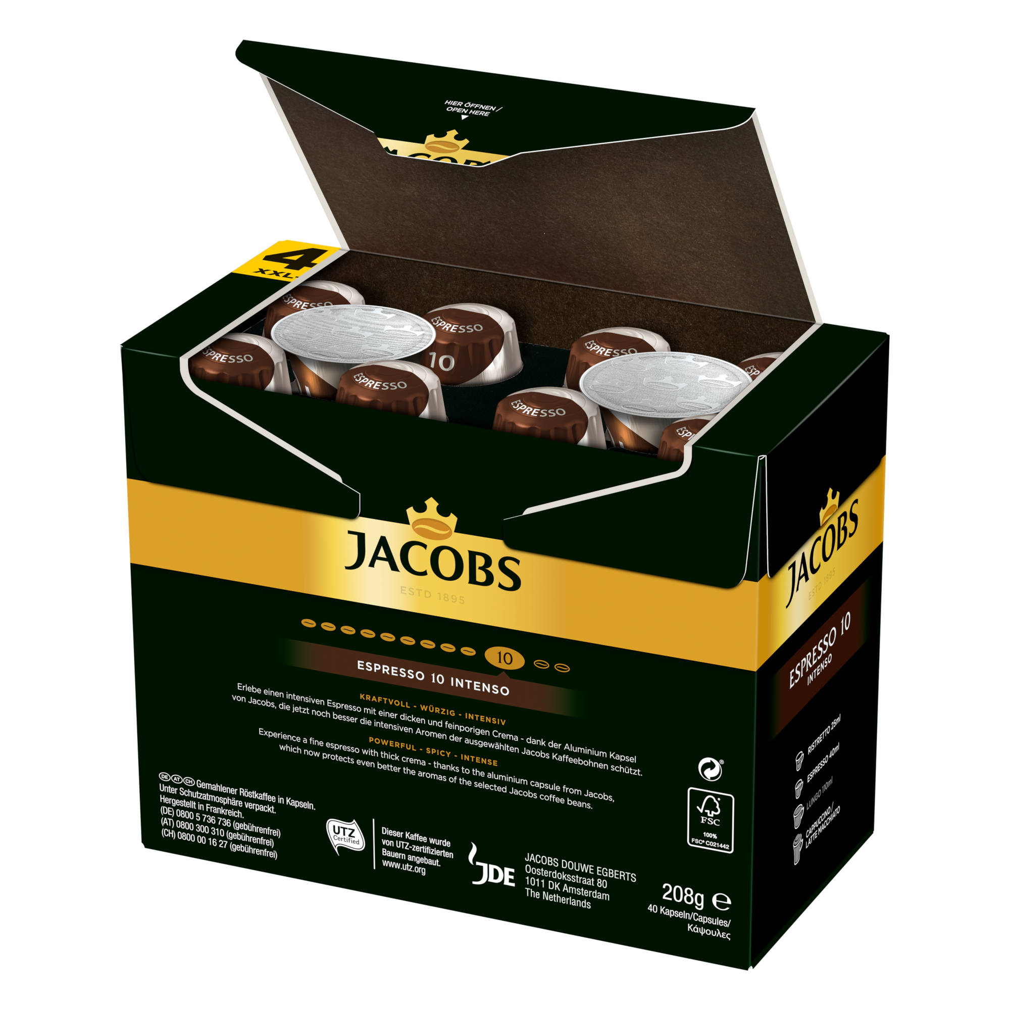 JACOBS Espresso 10 kompatible x Nespresso®* Intenso 5 40 Kaffeekapseln System) (Nespresso XXL-Pack