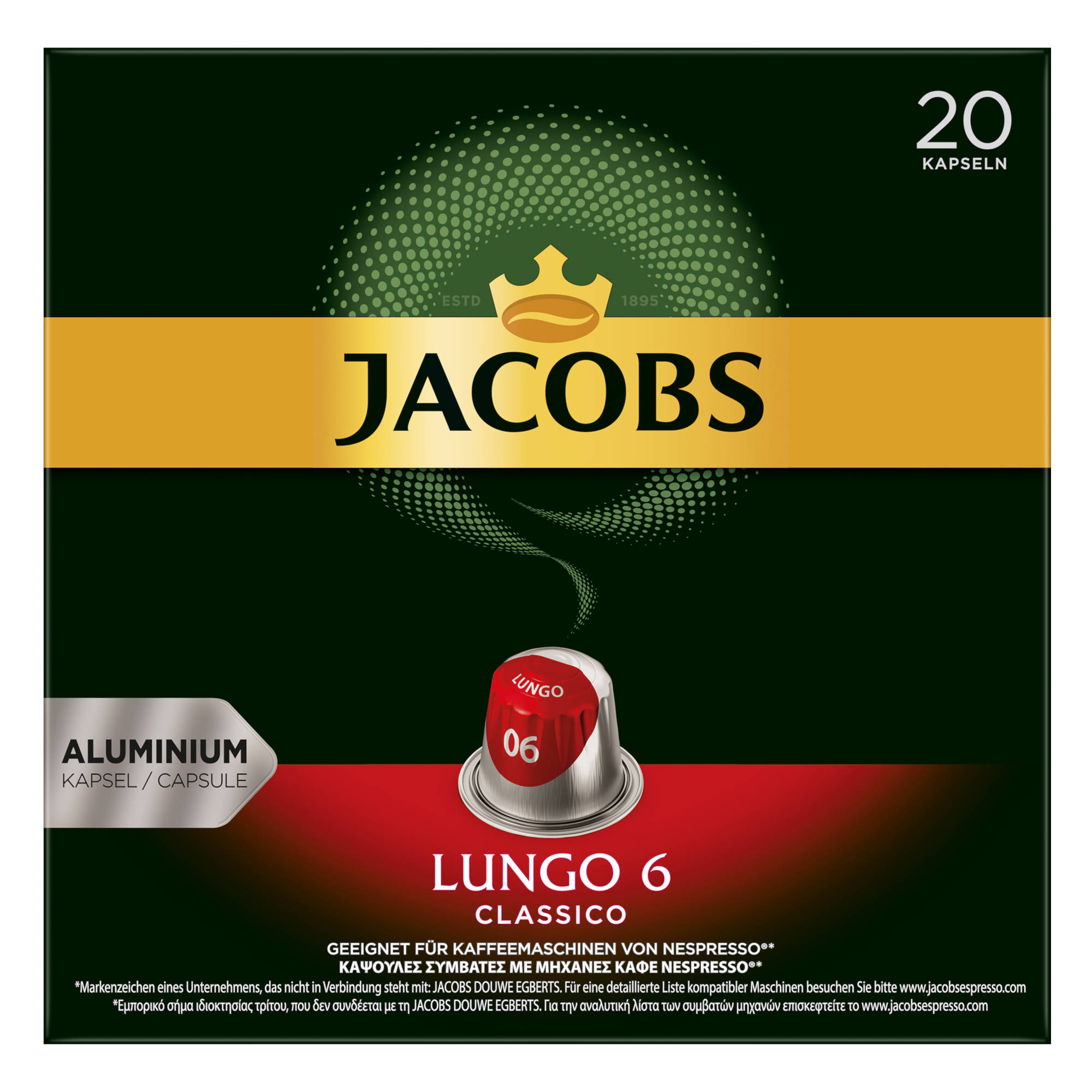 100 Kaffeekapseln System) Decaffeinato JACOBS Classico (Nespresso je 6 & Lungo Lungo Nespresso®* kompatible 6