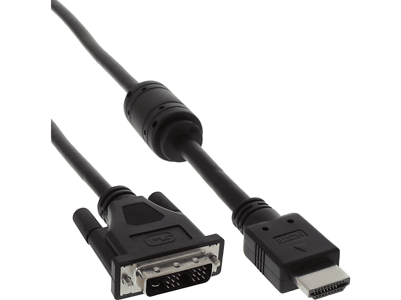 INLINE InLine® HDMI-DVI Adapterkabel, 19pol auf HDMI Stecker, 18+1 Stecker mit zu