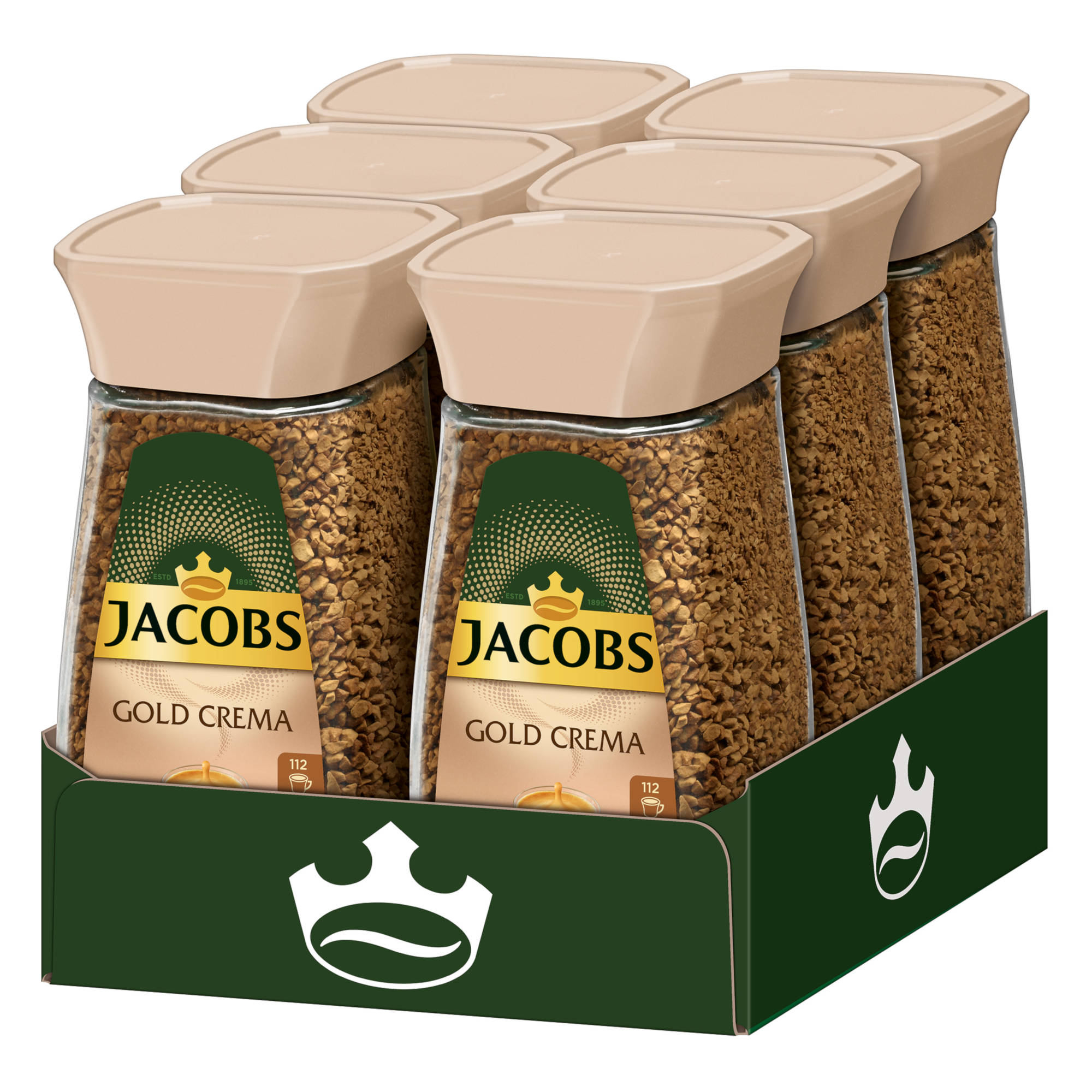 JACOBS Gold Crema 6 x auflösen) g Wasser heißem 200 Kaffee löslicher (In Gläser