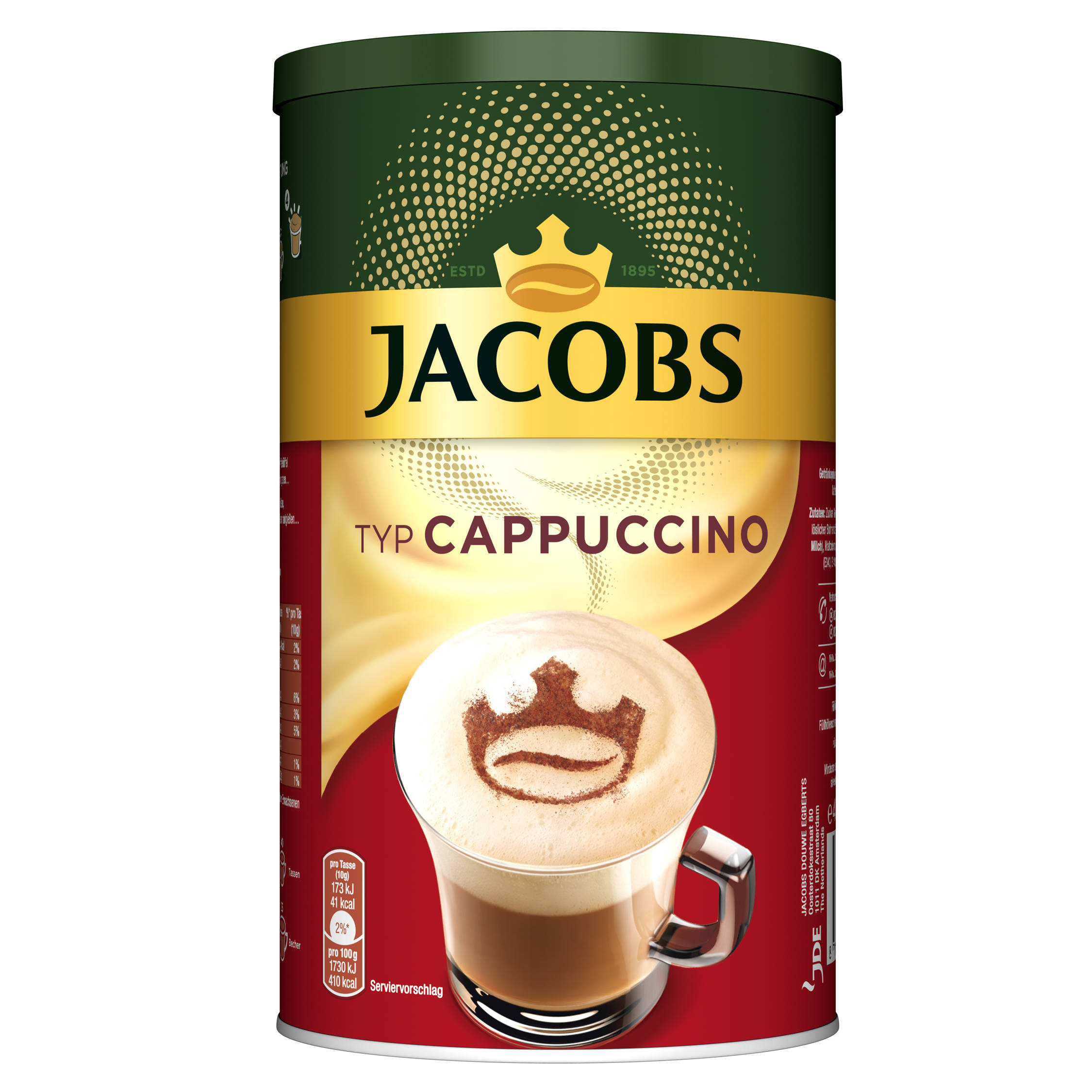 Wasser 400 Dosen 6 (In auflösen) Instantkaffee JACOBS heißem Typ Cappuccino g x