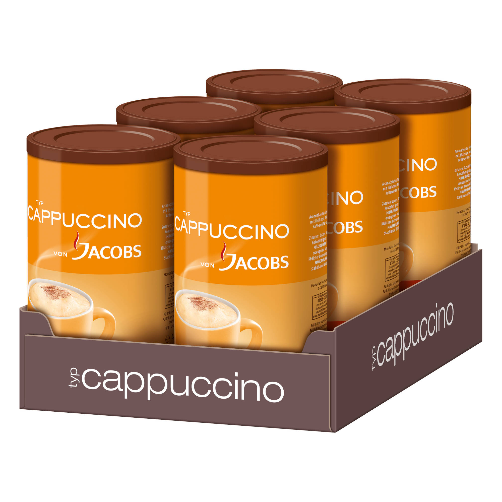 JACOBS 6 x 400 g (In Instantkaffee Typ auflösen) Wasser Dosen heißem Cappuccino