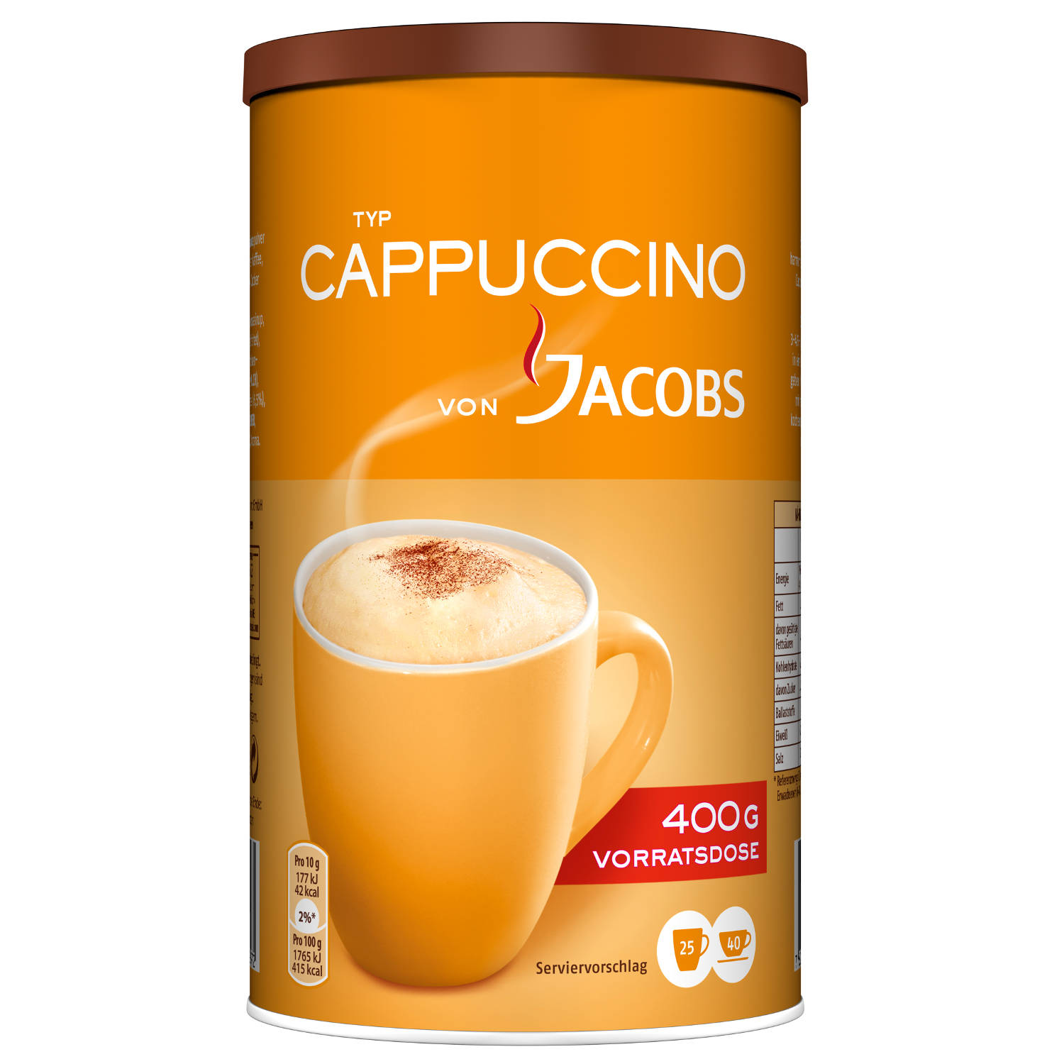 JACOBS 6 x 400 g (In Instantkaffee Typ auflösen) Wasser Dosen heißem Cappuccino