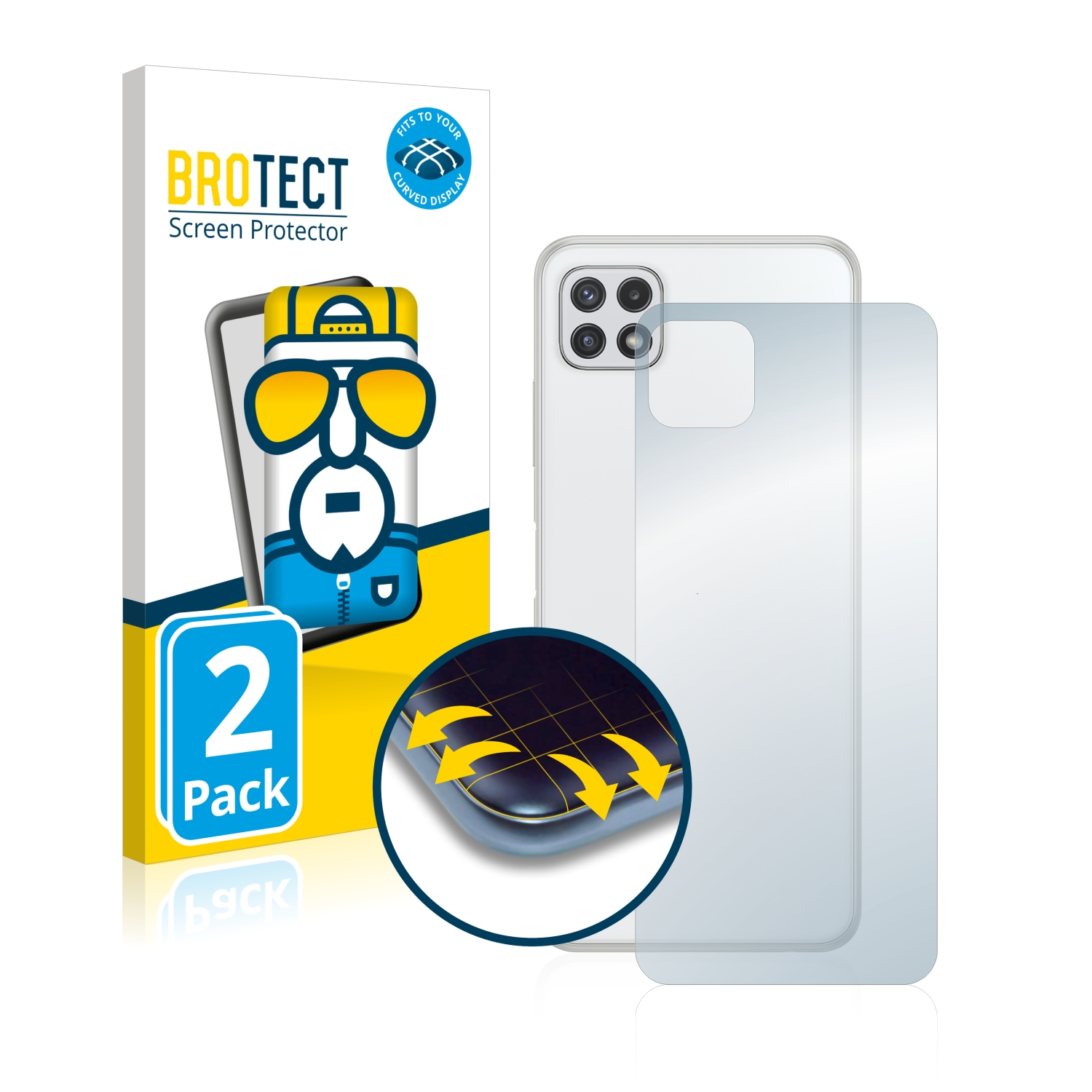 BROTECT 2x Flex Schutzfolie(für Samsung 3D Curved Galaxy 5G) A22 Full-Cover