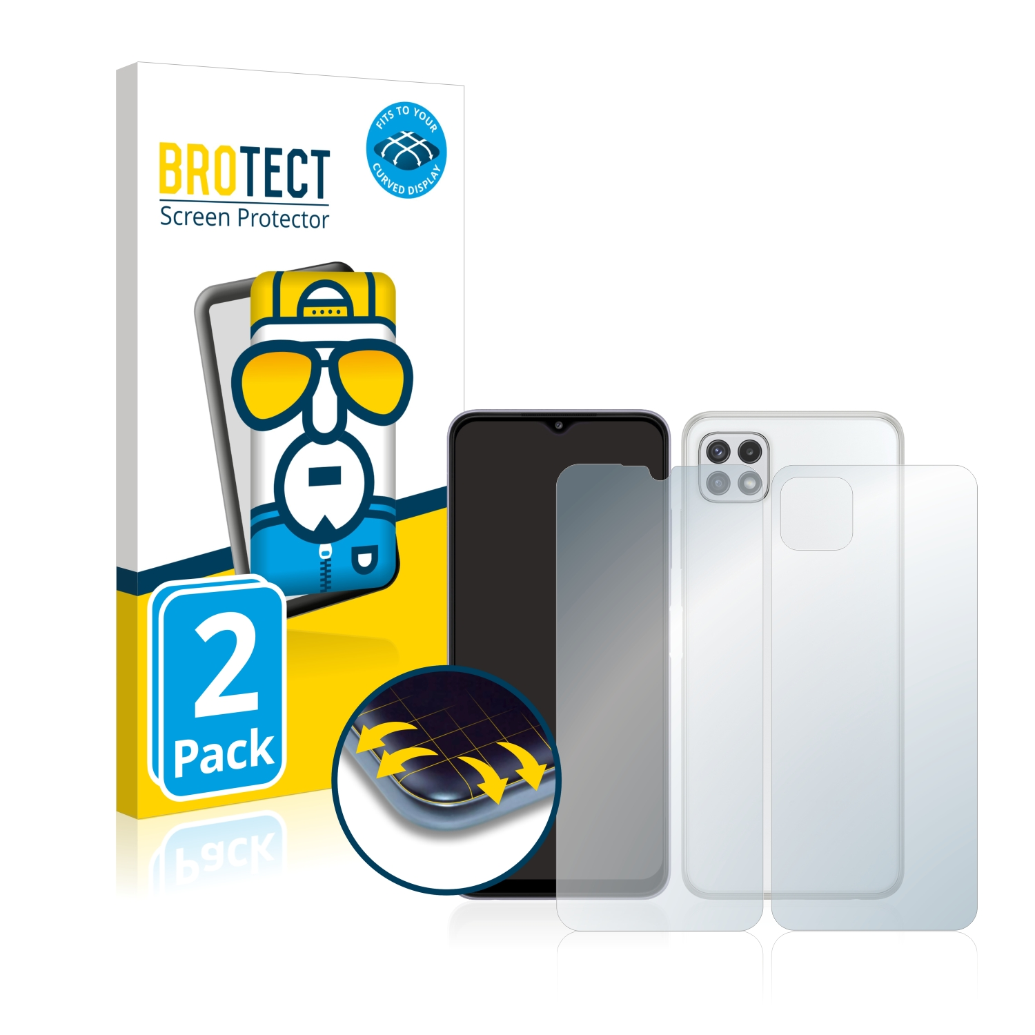 BROTECT 2x Flex Full-Cover Curved Schutzfolie(für 5G) 3D A22 Galaxy Samsung