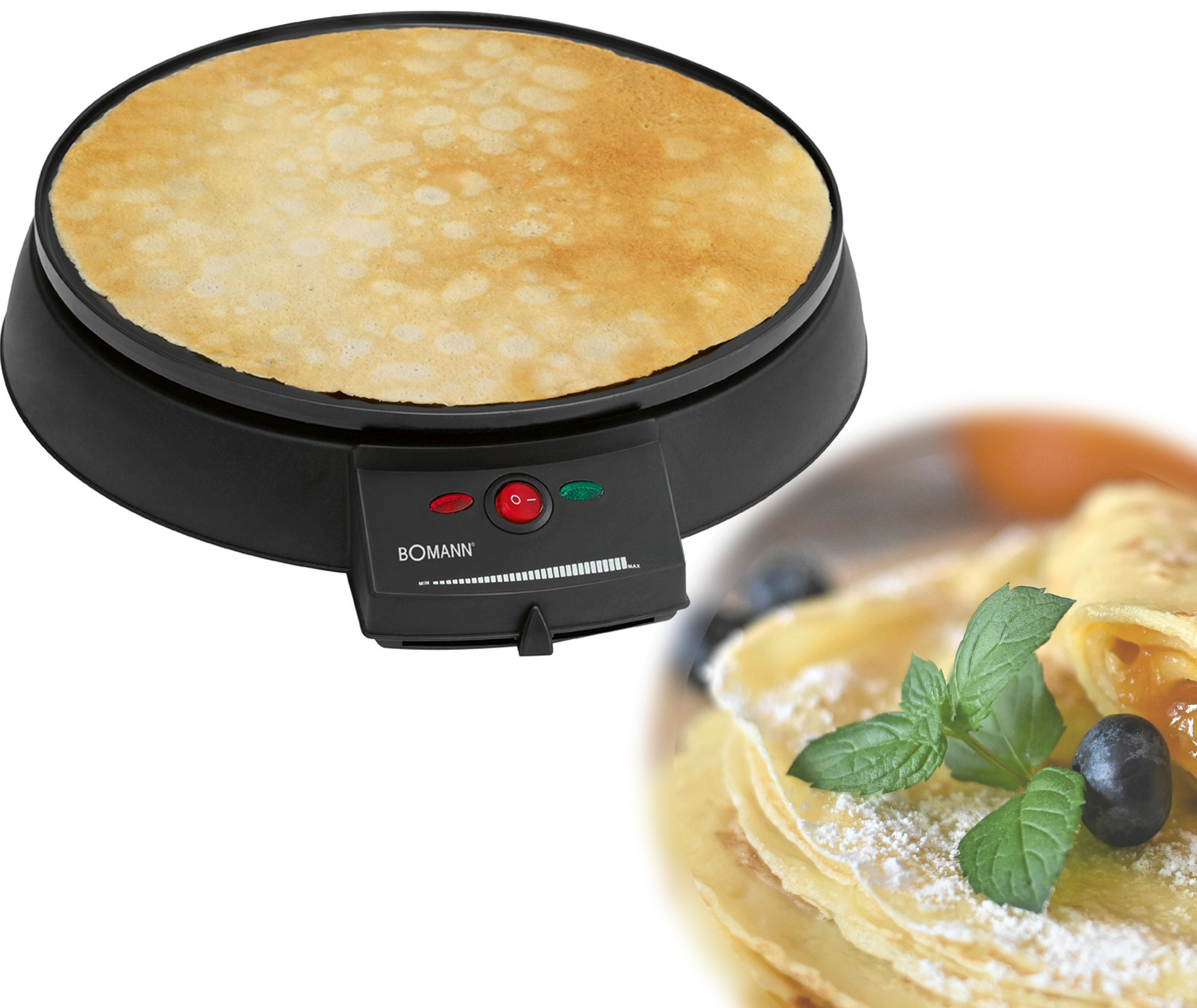 Lío sacerdote avance Gofrera - CM 2221, Crepera, Máquina de Hacer Crepes, Tortitas,  Antiadherente, Regulador Temperatura, Plato 29 BOMANN, Negro | MediaMarkt