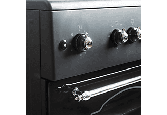 Cocina de gas - ALPHA Cocina de  Gas ALPHA Vulcano Silver-60 Rustica Plata, 60 l, Esmalte fácil de limpiar, 60 cm, Negro