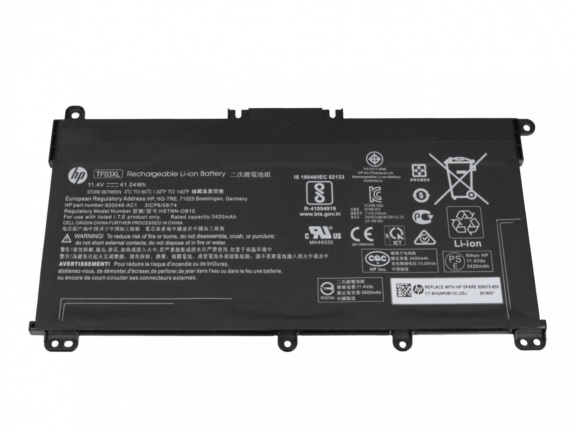 HP HSTNN-LB7X Original Li-Polymer Volt, mAh 3630 Akku, 11.4