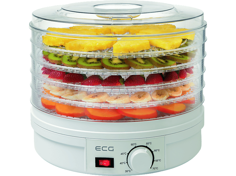 ECG SO 375 | Zum Trocknen von Obst, Gemüse, Pilzen, Kräutern, Fleisch usw. | 5 Dörrfächer von 32 cm | Food Drying Device (250 Watt)
