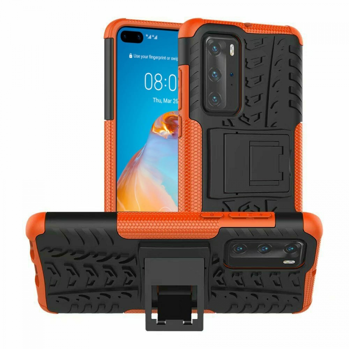 Huawei, 2i1, Orange Stoßfest P40 Pro, Backcover, CASEONLINE