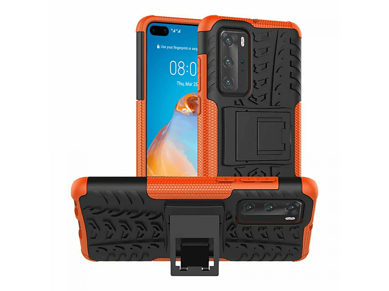Huawei, 2i1, Orange Stoßfest P40 Pro, Backcover, CASEONLINE