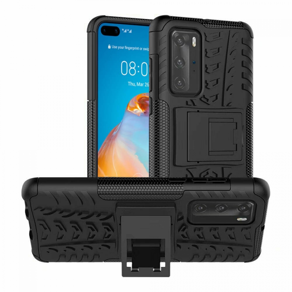 Schwarz Pro, Huawei, CASEONLINE Backcover, Stoßfest 2i1, P40