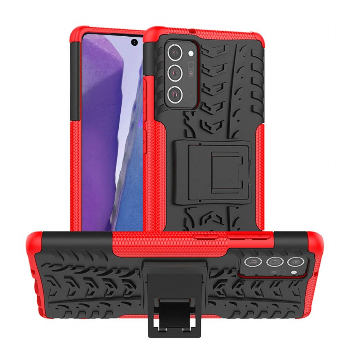 CASEONLINE Stoßfest 2i1, Rot Backcover, 20, Samsung, Galaxy Note