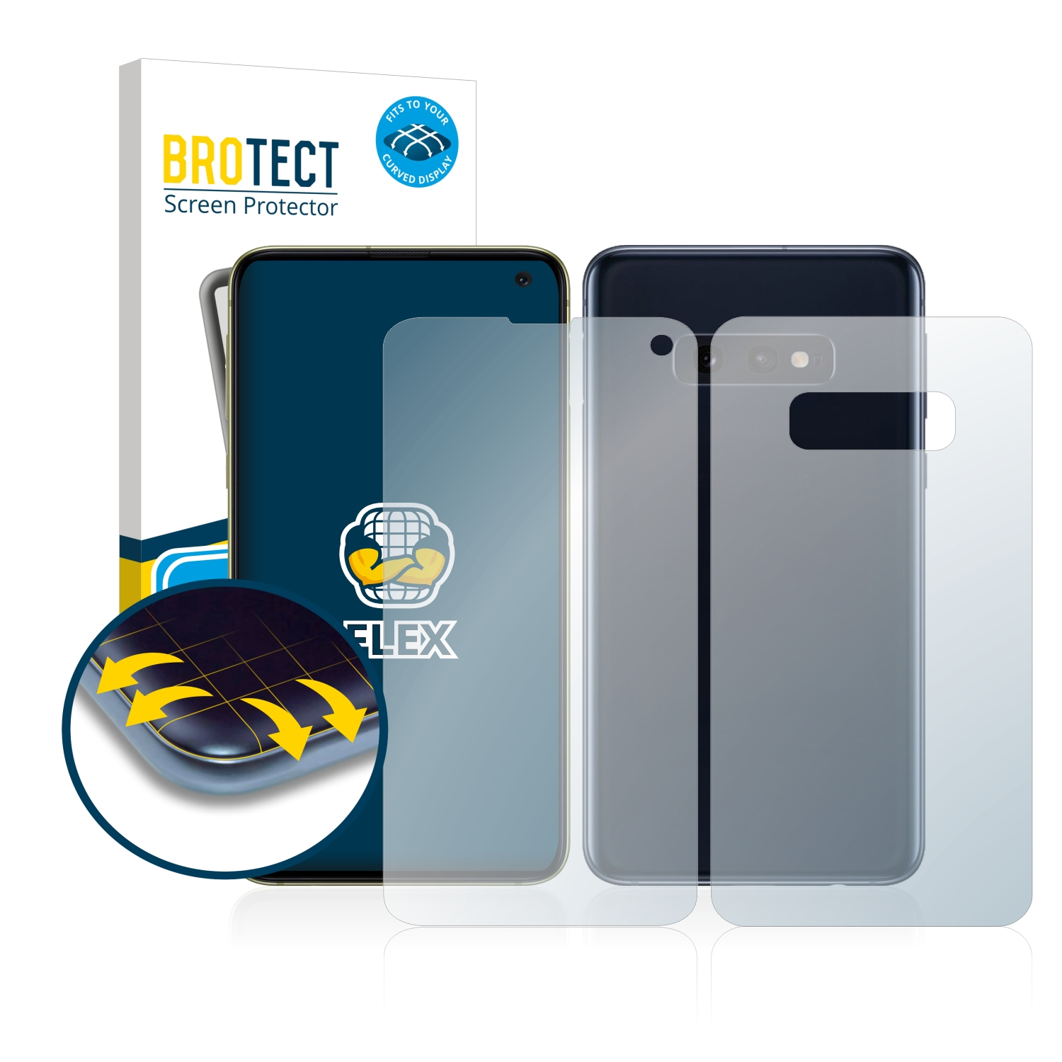 BROTECT 2x Schutzfolie(für Samsung Curved Flex 3D S10e) Full-Cover Galaxy