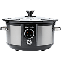 MediaMarkt BRABANTIA Brabantia BBEK1081 Slowcooker - 3.5 Liter - 180 Watt - Warmhoudfunctie - Keramische binnenpan Slowcooker RVS aanbieding