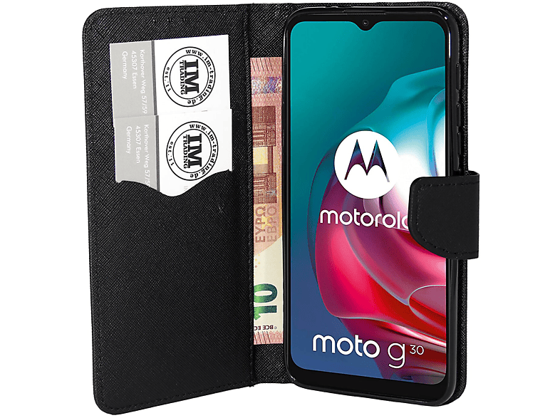 MOTO Schwarz Motorola, G30, Tasche, Buch COFI Bookcover,
