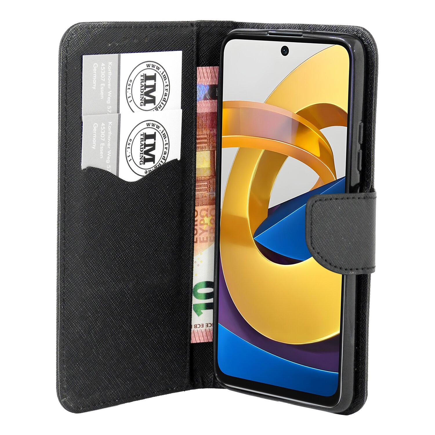 COFI Buch Tasche, Bookcover, M4 POCO 5G, Schwarz PRO Xiaomi