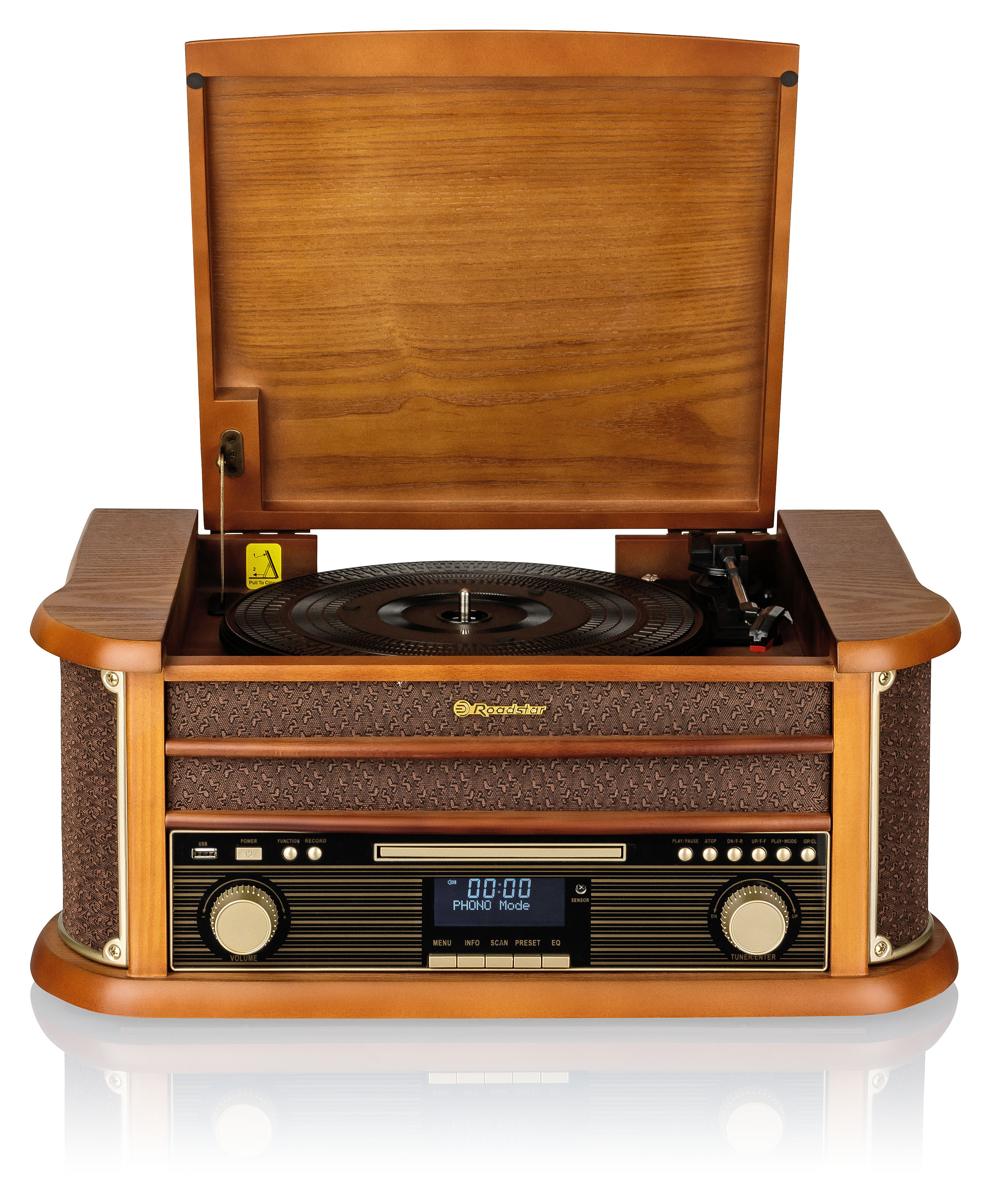 Tocadiscos - HIF-1993D+BT Vintage Tocadiscos de Vinilo ROADSTAR, Madera