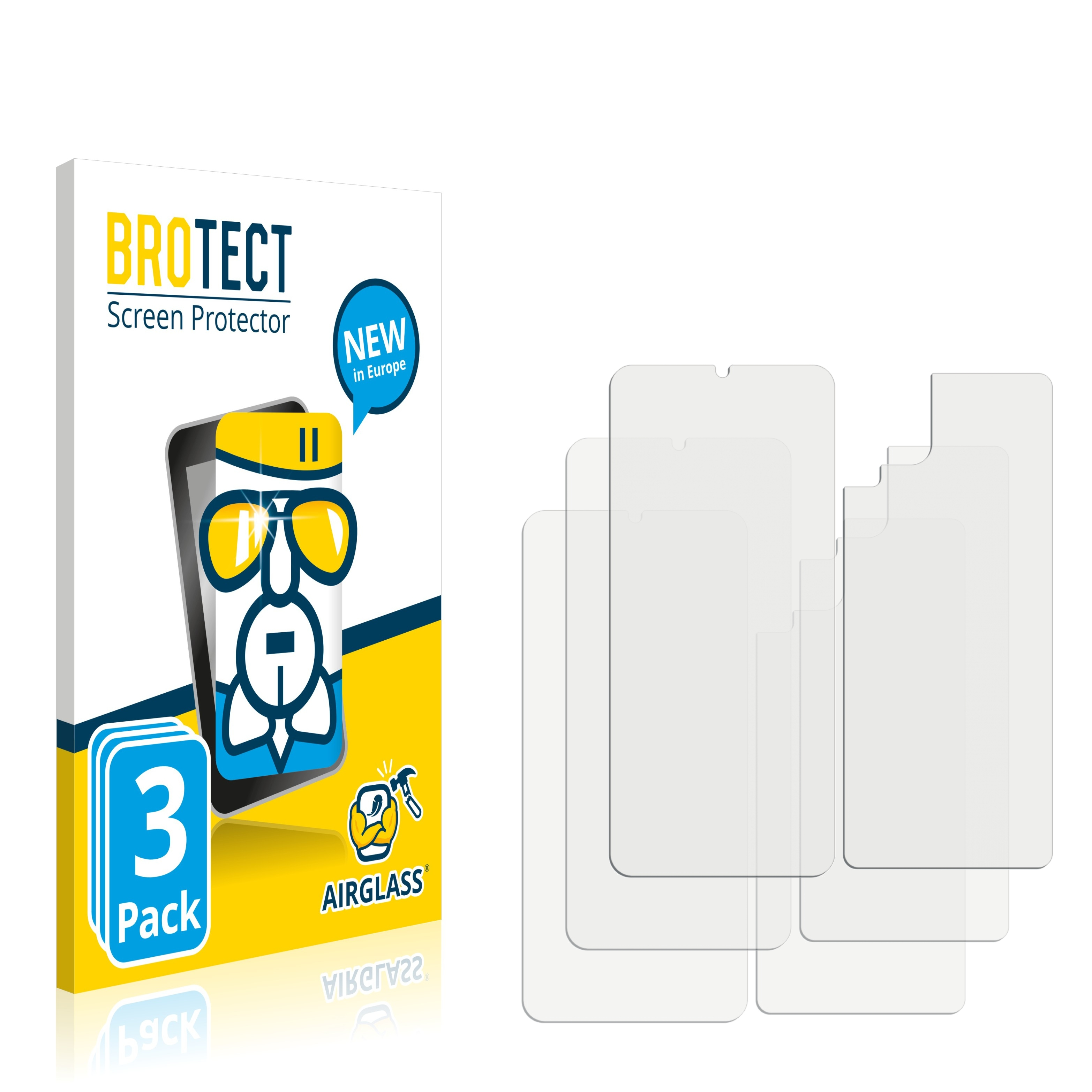 BROTECT 3x (Vorder + Airglass Samsung Rückseite)) Schutzfolie(für klare Nacho Galaxy A12