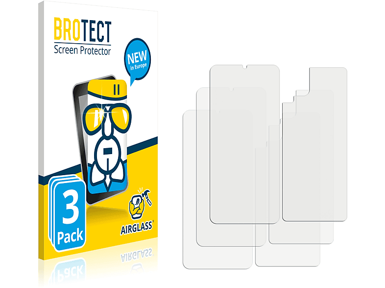 BROTECT 3x Airglass klare Schutzfolie(für Nacho Samsung Rückseite)) A12 Galaxy (Vorder 