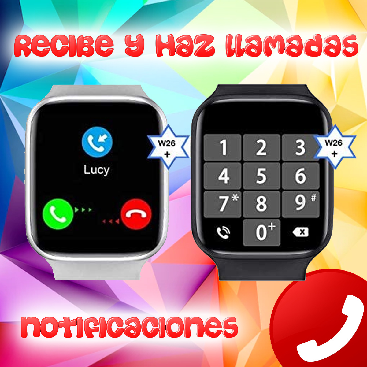 Smartwatches con funciones de llamadas y notificaciones, con interfaces de llamada y teclado.