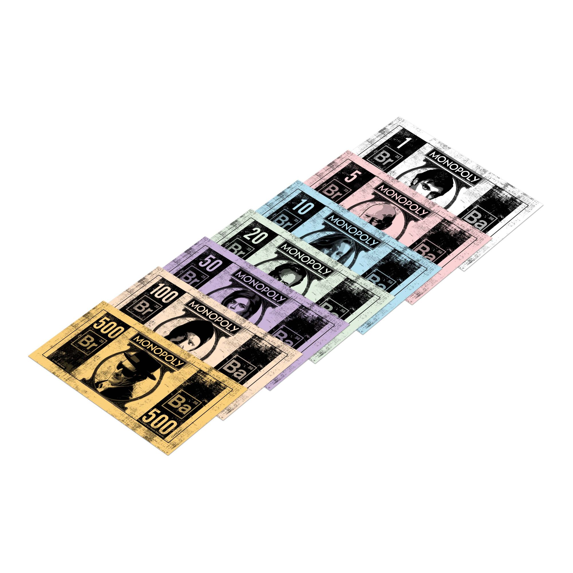 Monopoly-Geld mit Breaking Bad-Motiv; verschiedene Nennwerte.