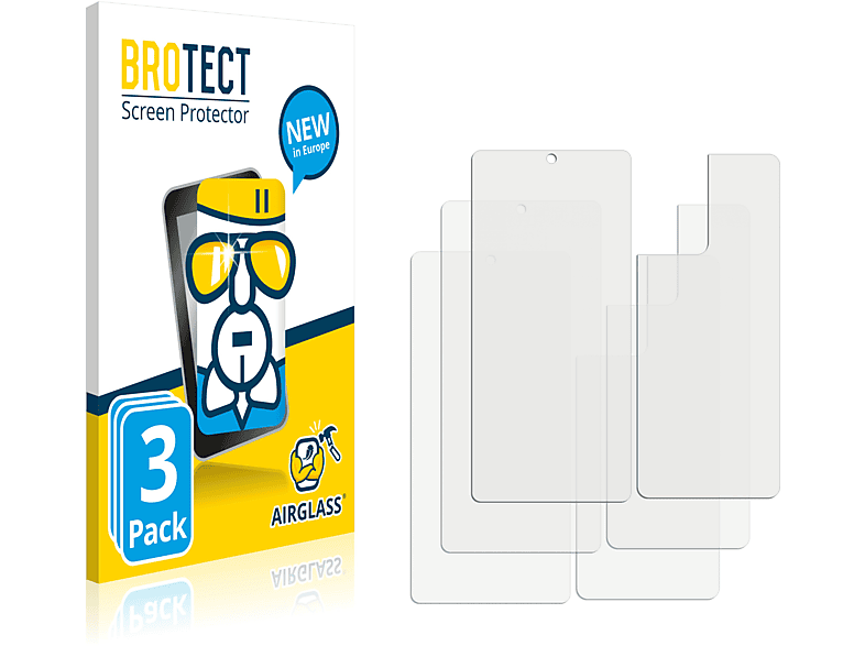 BROTECT 3x Airglass klare Schutzfolie(für Xiaomi 11T Pro (Vorder + Rückseite))