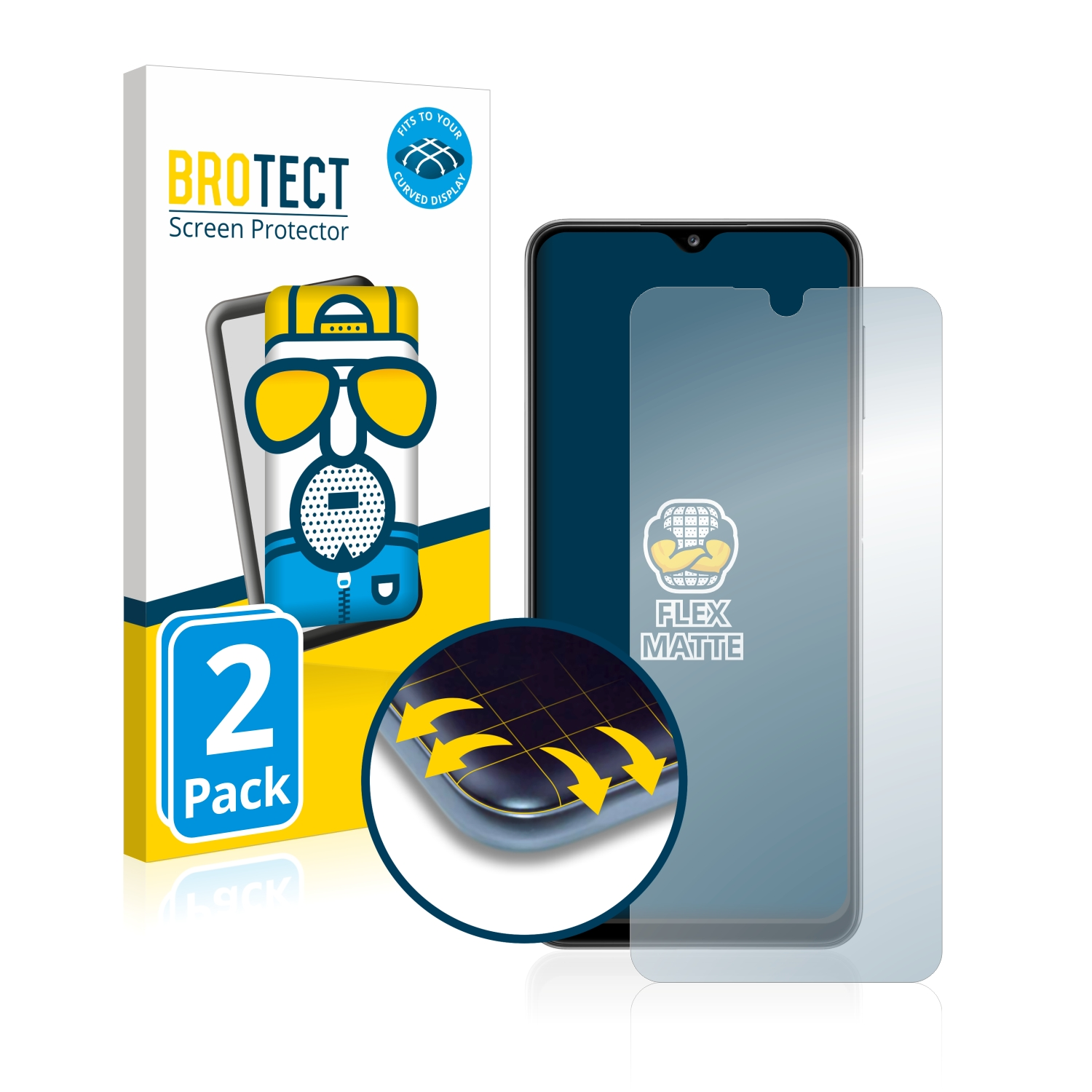 BROTECT 2x Flex 3D Full-Cover Galaxy A32) Schutzfolie(für Samsung Curved matt