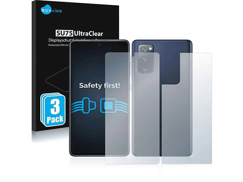 SAVVIES 6x klare Schutzfolie(für Samsung Galaxy S20 FE (Vorder + Rückseite))