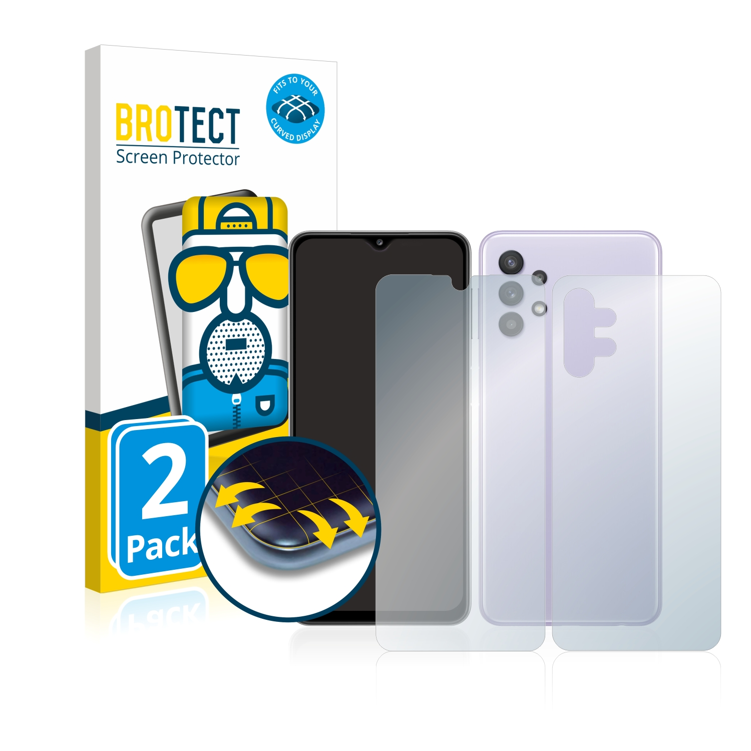 BROTECT 2x Flex matt A32) 3D Schutzfolie(für Full-Cover Curved Galaxy Samsung