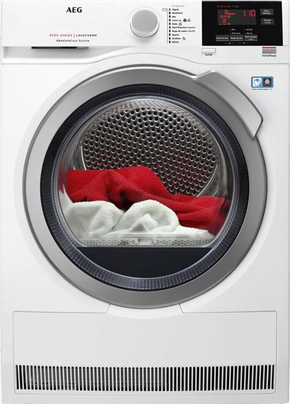 Secadora - T8DBG862 AEG, Bomba de calor, Independiente, 8 kg, 10 programas, Blanco