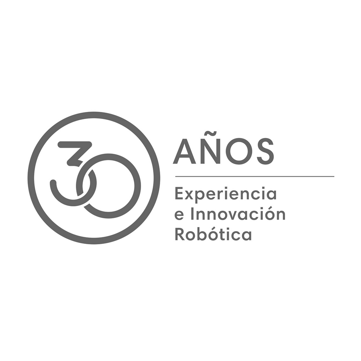 Logo z liczbą 30 w okręgu i tekstem 'Años Experiencia e Innovación Robótica'.