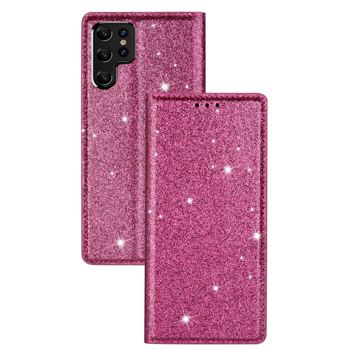 CASEONLINE Glitter, Bookcover, Samsung, S22 Galaxy Ultra, Pink